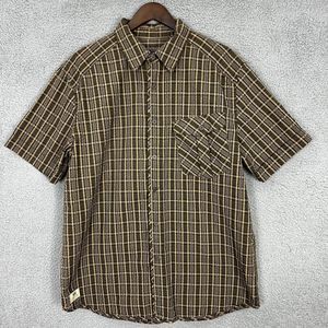 Helly Hensen shirt mens XL brown plaid check button up dadcore camping outdoors